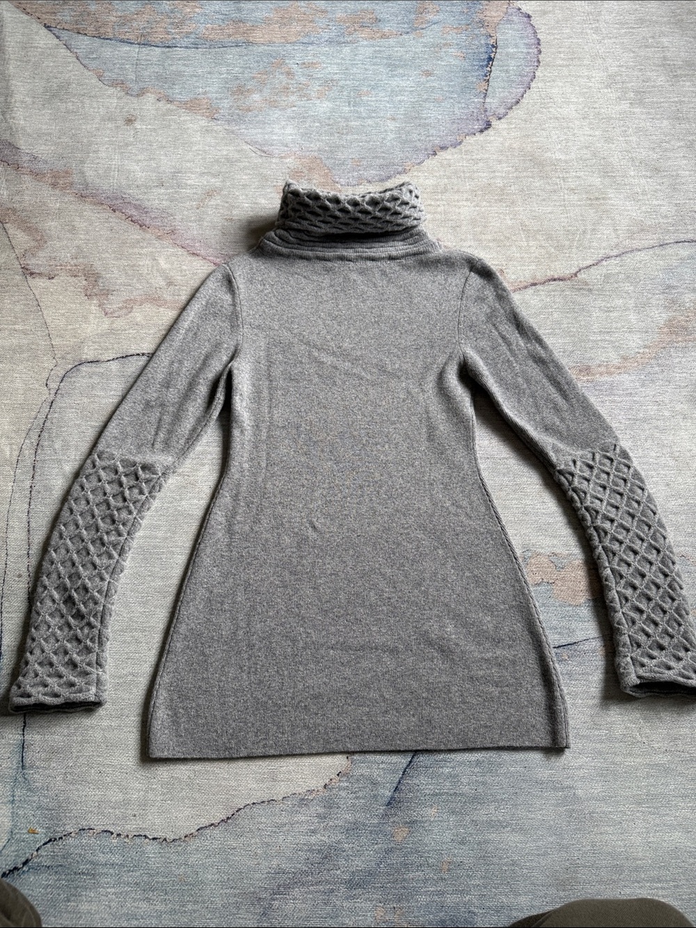 Temperley London Honeycomb Heather Grey Turtleneck Tunic Sweater M - Picture 8 of 8